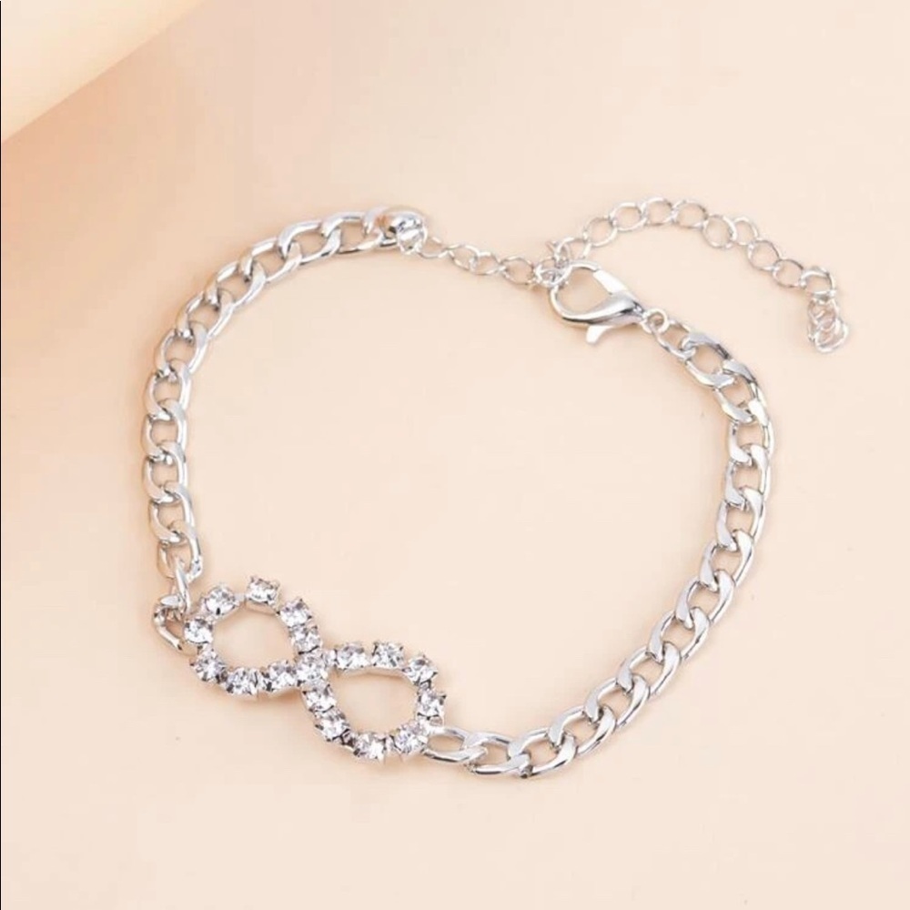 Infinity Rhinestone Silver Bracelet - Picture 3 of 9
